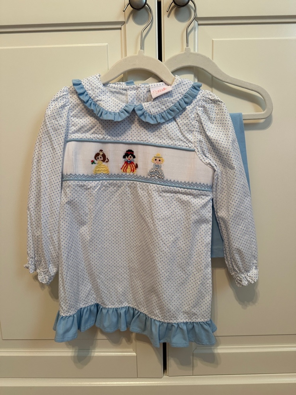 Stitchy Fish Smocked Princess Tunic with Blue Leggings